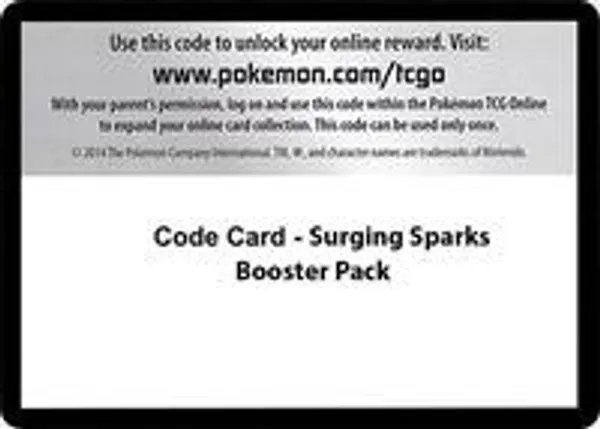 Code Card - Surging Sparks Booster Pack SV08: Surging Sparks (SV08) Code Card - Surging Sparks Booster Pack SV08: Surging Sparks (SV08)
